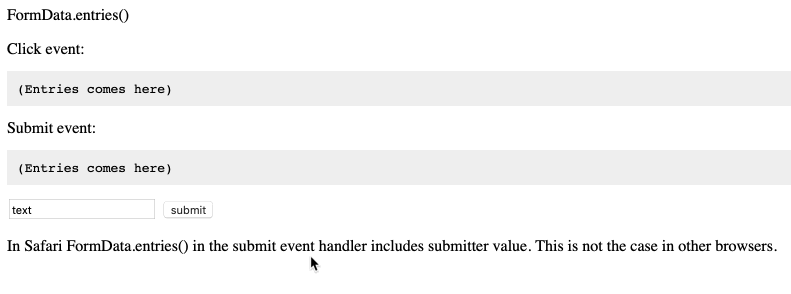 GIF showing submitter value is reflected after clicking on submit button