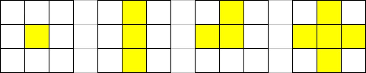 row of 3 by 3 grids