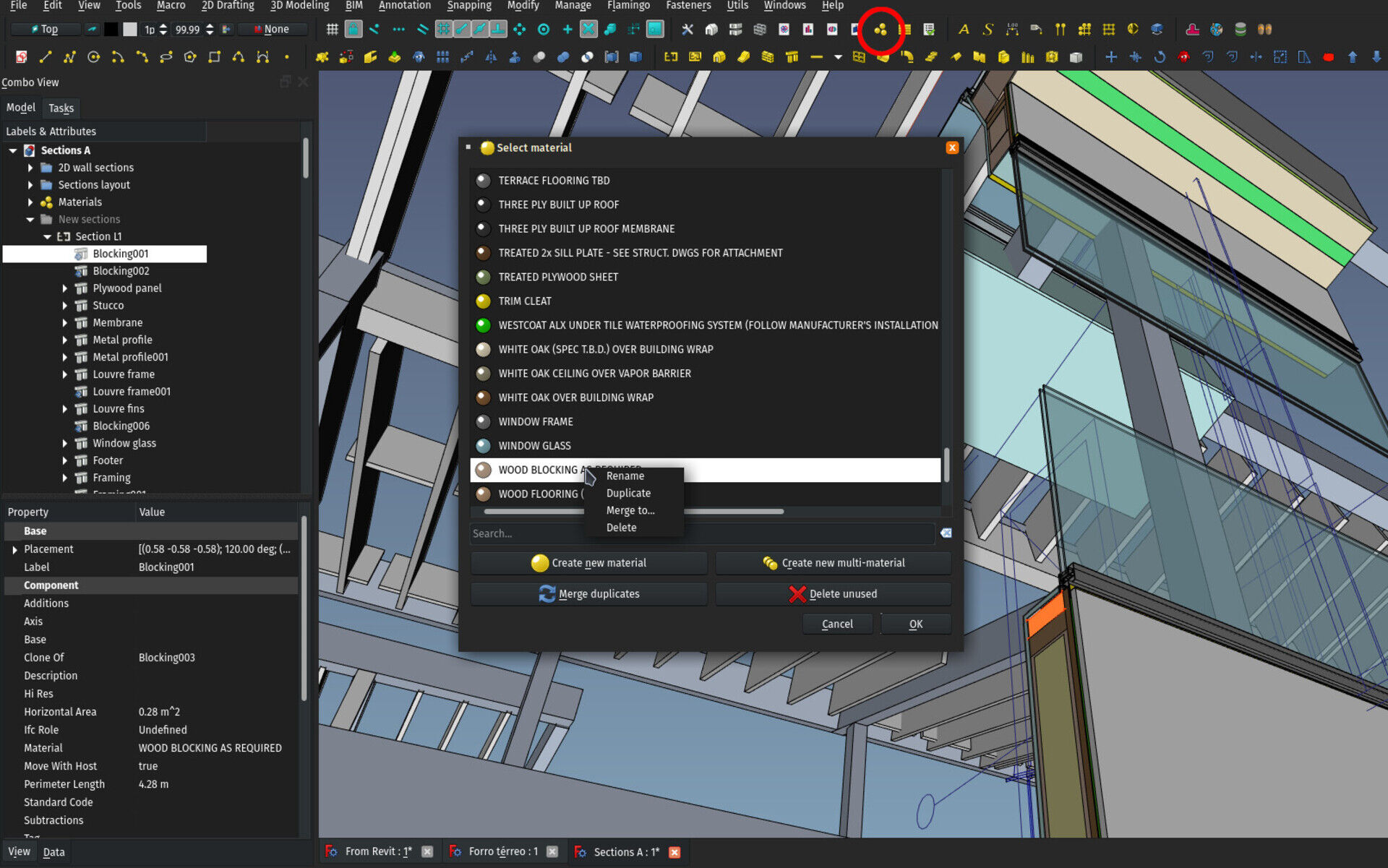 The material editor window