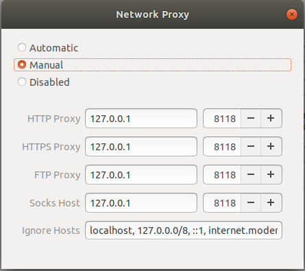Network proxy in desktop version of Ubuntu