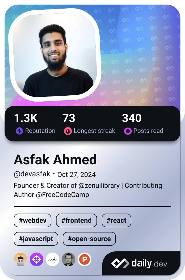 Asfak Ahmed's Dev Card