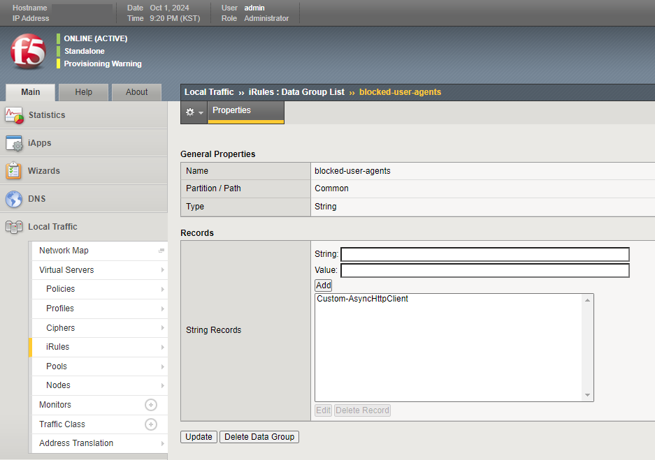 F5 BIG-IP - LTM irules data group