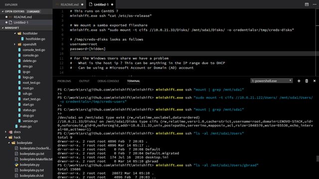 "Minishift hostfolder (preview)"