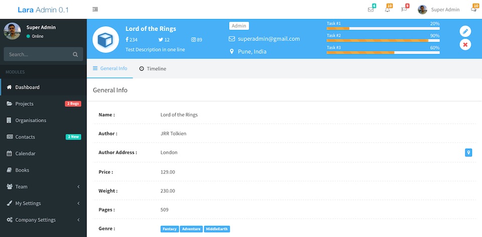 LaraAdmin CRUD Model View