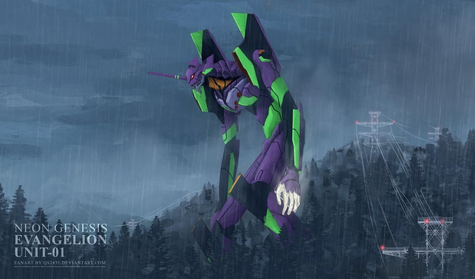 Evangelion Unit-01 illustrated by artist qs2435