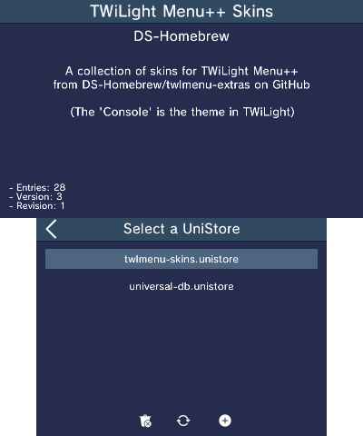 UniStore selection menu