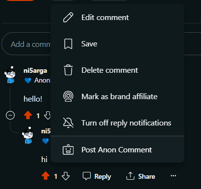 Create Anon Comments