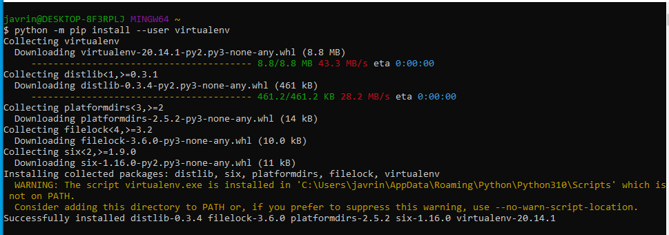 pip install virtualenv