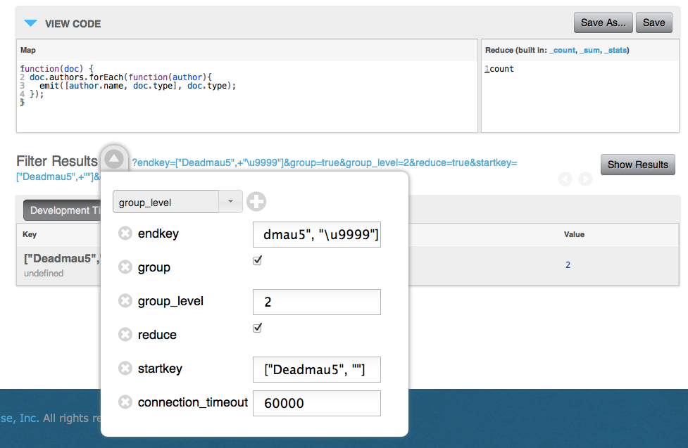 Example Working in Couchbase Admin Console