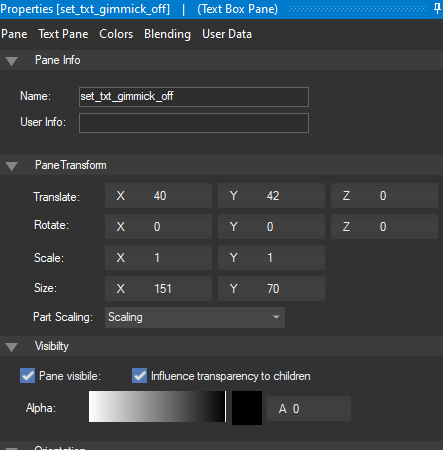 Inivisble pane properties