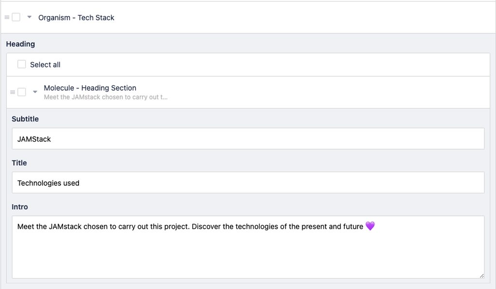 Adding a heading section to the Tech Stack organism