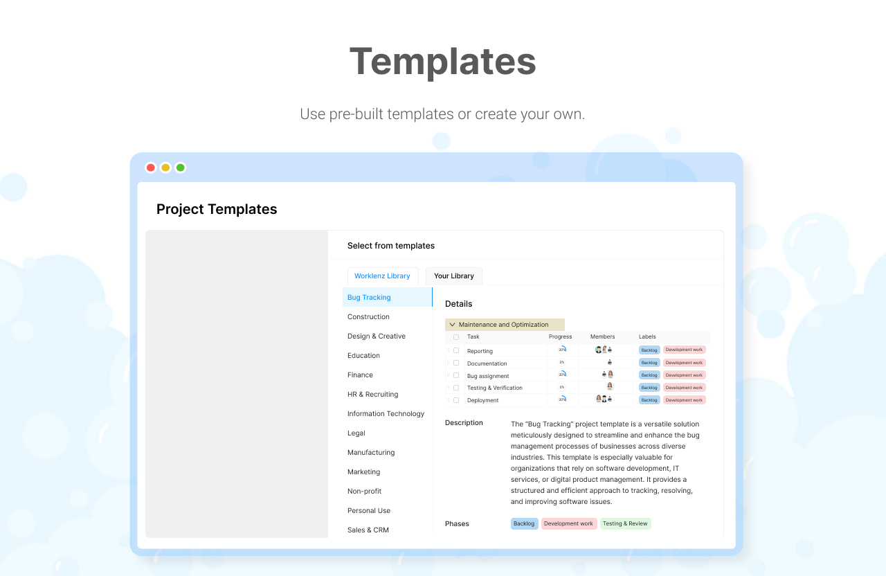 Worklenz templates