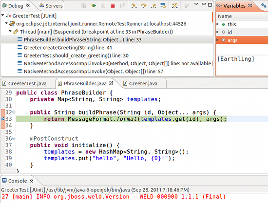 arquillian tutorial debugging test