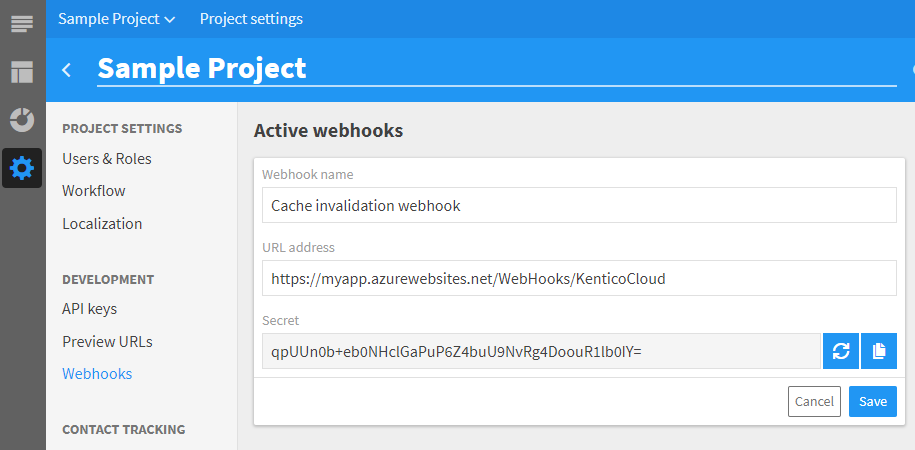 New webhook configuration