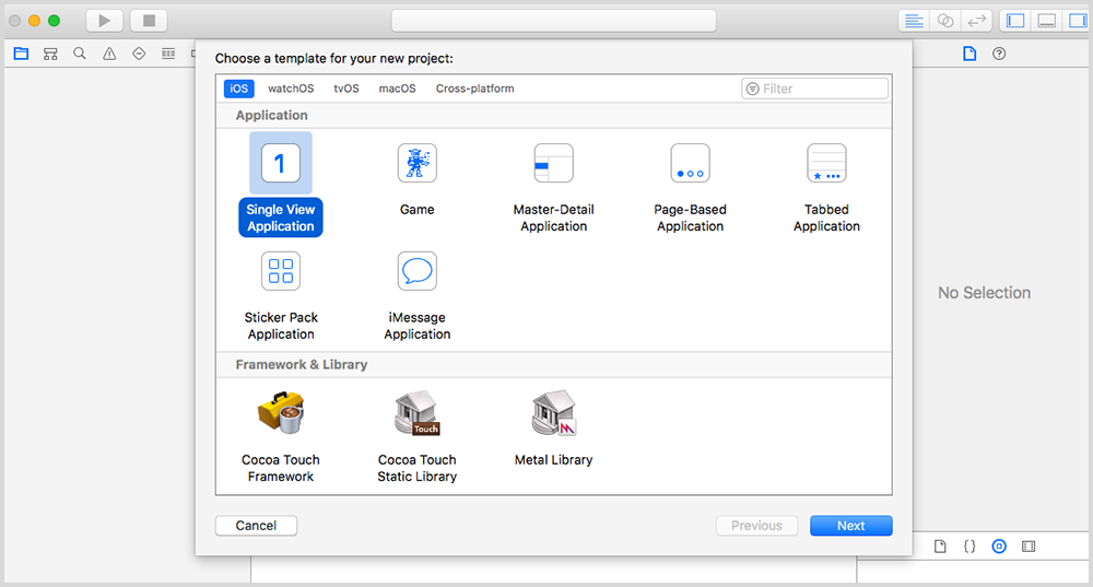 Screenshot of Xcode Single View