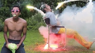 NUT BLASTER CHALLENGE  FIREWORKS ON MY BALLS 