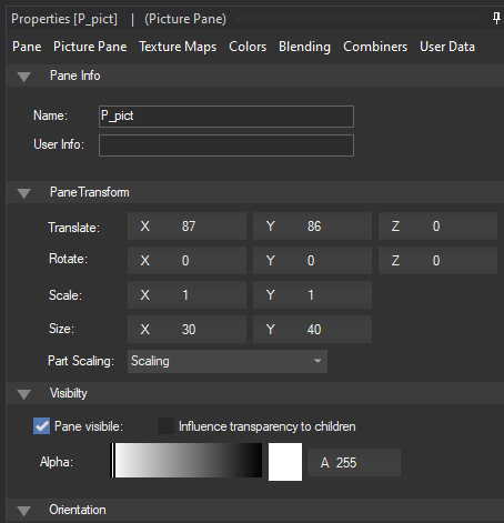 New pane properties