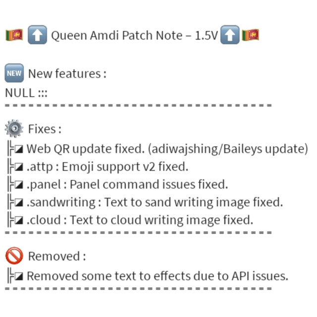 QueenAmdi 1.5v patch note