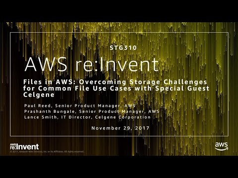 AWS re:invent 2017: Files in AWS: Overcoming Storage Challenges for Common File Use (STG310)
